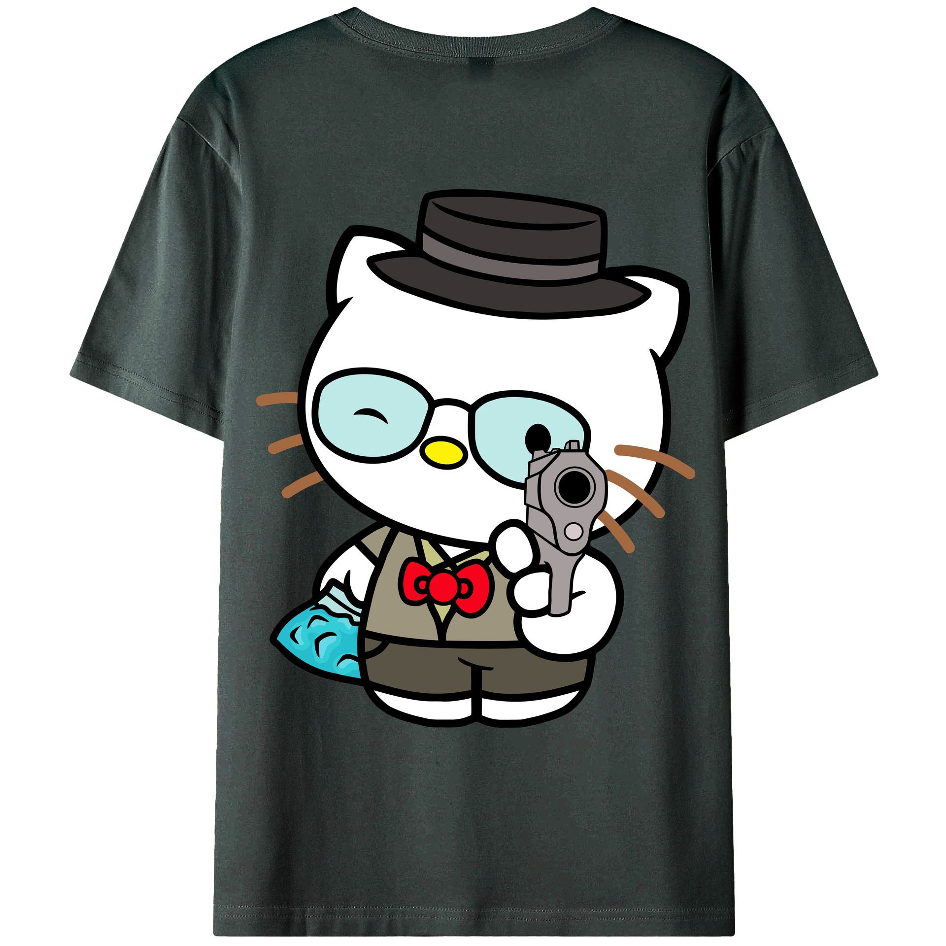 （画像用） Hello Kitty ハローキティ 綿100％ メンズ半袖Tシャツ（バックプリント） 通気性